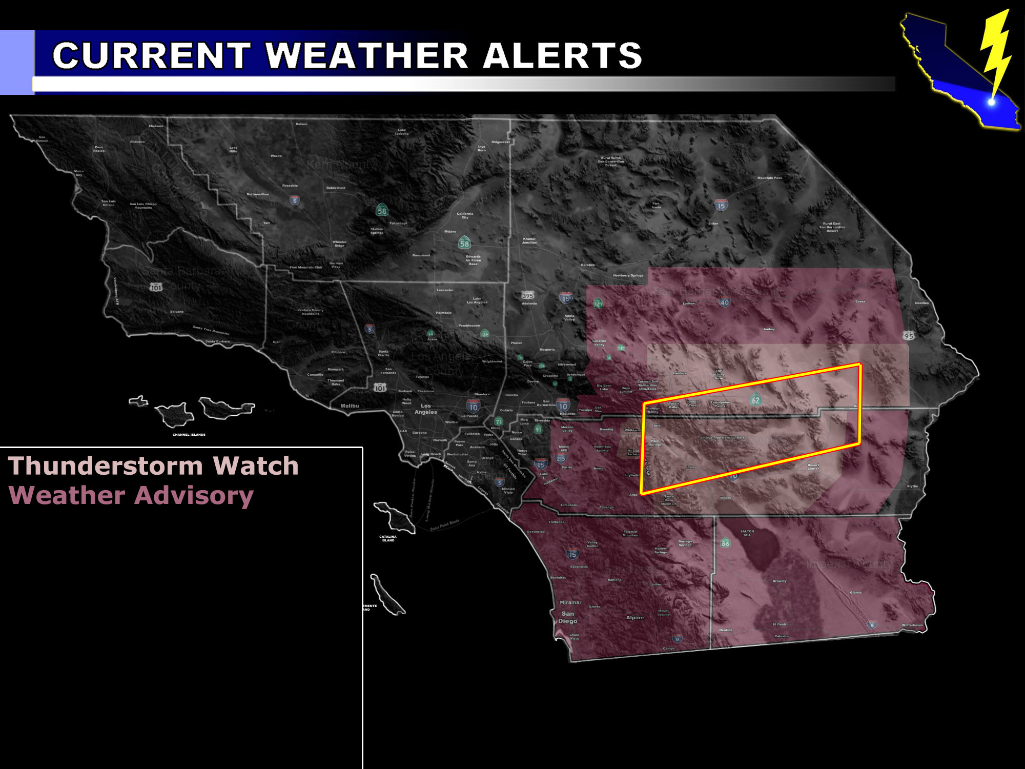 Thunderstorm Watch / Weather Advisory Combo – Southern California ...