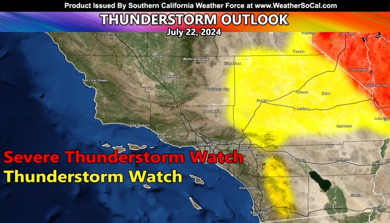 Thunderstorm Outlook For Southern California Mountain and Desert Zones for July 22, 2024