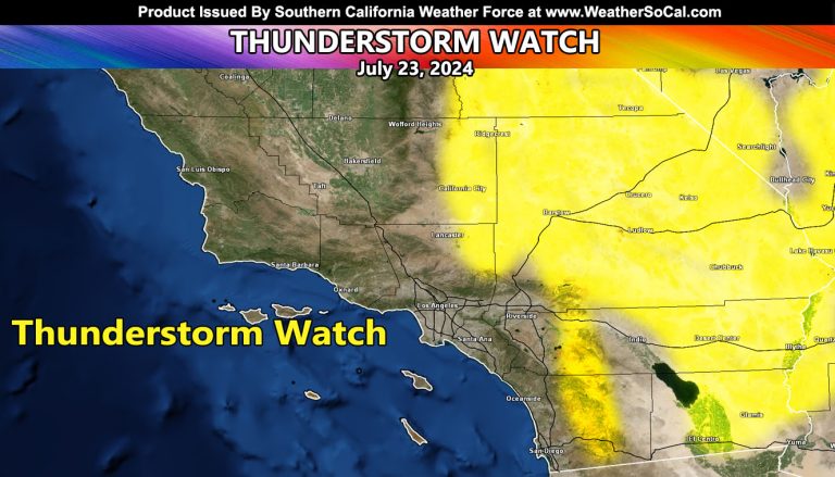 Thunderstorm Outlook For Southern California Mountain and Desert Zones for July 23, 2024