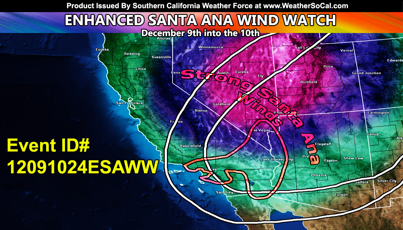 Enhanced Santa Ana Wind Watch Issued for Later Monday into Tuesday; Storm Possible Afterwards